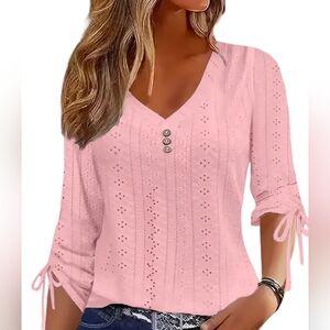 Pink 3/4 sleeve blouse NEW sz M
